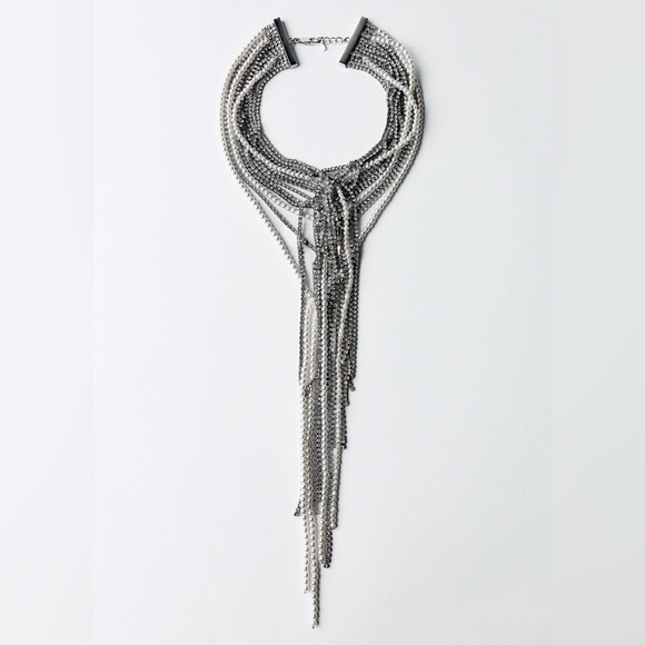 NWT ZARA PEARL GEM NECKLACE - Picture 2 of 5